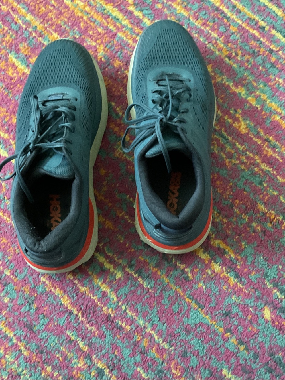 Hoka Men's Teal Athletic Shoes with Orange Trim